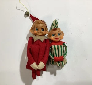 Vintage Weihnachten Knie Umarmung Elfe Pixies Made In Japan - Bild 1 von 19
