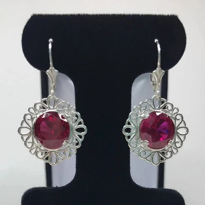 3.75 Ct Natural Ruby Beautiful Engagement Earring Stud 14K Solid White Gold - Image 1 of 4