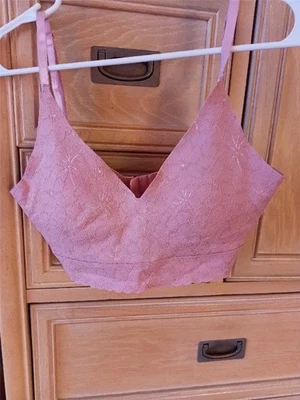 Sujetador Jessica Simpson Grande L Rosa 71222 Nuevo Sin Etiquetas Encaje Mariposa Sin Alambres Foto 1 de 4