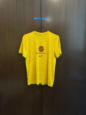 Official USC Trojan Baseball Team Issued - Workout Shirt - Gold Medium Dri Fit  - Image 1 of 4
