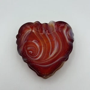 Vintage Imperial Red, Orange, Yellow Cupid Heart Slag Glass Frost Swirl - Picture 1 of 6