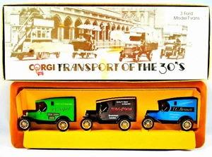 Juego de regalo de transporte CORGI 1930' 3 furgonetas Ford modelo T en LONDON FIRMS SIN USAR, EN CAJA - Imagen 1 de 12