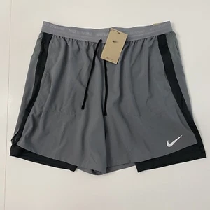 Nike Dri-Fit Herren XL Flex Hybrid 2-in-1 Laufen grau schwarz DM4757-084 Shorts neu - Bild 1 von 13