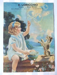 Original Vintage 1938 Poster*Mabel Rollins Harris*Bubble Print*Girl*Dog/Puppy - Picture 1 of 11
