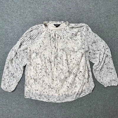 Blusa túnica suelta Simply Vera Wang plisada boho manga larga para mujer grande blanca Foto 1 de 4