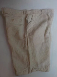 Pantalones cortos para hombre PERRY ELLIS con estampado de espina de arenque frontal plano lino/algodón talla 38 - Imagen 1 de 4