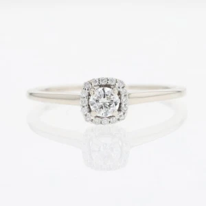 .29ctw Round Cut Diamond Prong Set Halo Engagement Ring 14k White Gold Size 9 - Picture 1 of 6