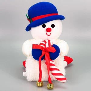 Vintage Puffy Nylon Snowman Stocking Christmas Puff Lump Sherpa Bells White 25" - Picture 1 of 21