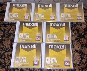 Lot 7 Pack Maxell CD-R74 Blank Compact Discs Recordable 74 Minutes 650 MB SEALED - Picture 1 of 1