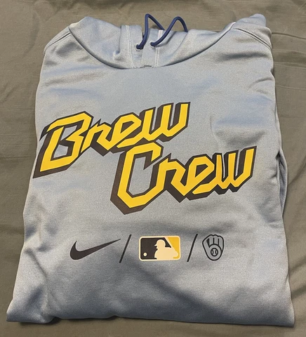 Milwaukee Brewers City Connect Brew Crew Nike Authentic Hoodie XXL Used Cover