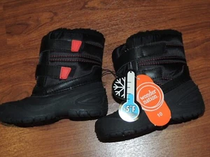Wonder Nation Toddler Kid Snow Winter Boots Skid Resistant - Size 10 - Black/Red - Picture 1 of 4