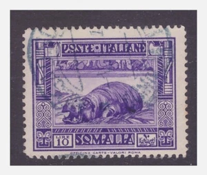 SOMALIA ITALIANA 1935 - PITTORICA IPPOPOTAMO LIRE 10 USATO - Bild 1 von 1