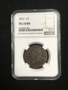 1812 VG10 BN NGC Certified Classic Head Large Cent - Picture 1 of 4