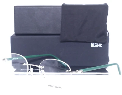 NUEVO MONT BLANC MB0224O 004 MARCO DE GAFAS AUTÉNTICO VERDE PLATA SIN MONTURA 49-20 Foto 1 de 4
