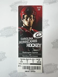 Biglietto gol carriera John Carlson 1° NHL 2010 25/03/10 Capitals at Hurricanes - Foto 1 di 2