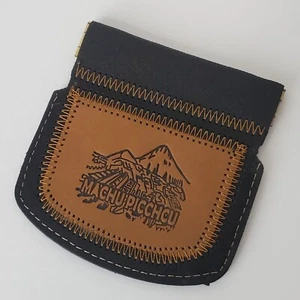 PERUVIAN GENUINE LEATHER PURSE COINS MEN'S WOMEN'S EMBOSSED LOGO DESIGN WALLET - Picture 1 of 2