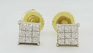 GENUINE DIAMOND STUD EARRINGS 10k GOLD - FREE CERTIFICATE APPRAISAL -Screw Back - Picture 1 of 10
