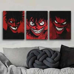3pcs Red Faced Monster Fear Darkness Perfect Wall Art Canvas Framed 50x70cm - Picture 1 of 3