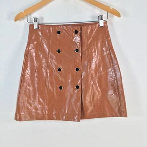 Shein womens A-line faux leather mini skirt size XS aus 8 brown 080987 - Picture 1 of 10