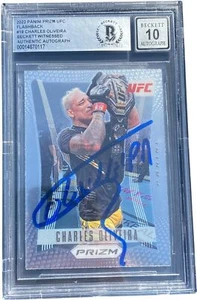 CHARLES OLIVEIRA SIGNED 2022 PANINI PRIZM FLASHBACK UFC CARD #18 BAS AUTO 10 - Picture 1 of 1