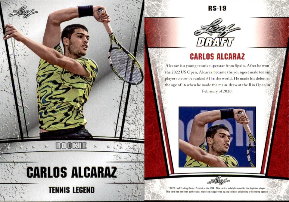 2023 Leaf Draft Silver Carlos Alcaraz RC Rookie #RS-19 Tennis - Image 1 of 1