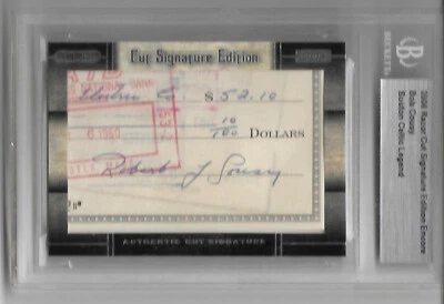Bob Cousy 2008 RAZOR ICON Auto BGS BECKETT 1960 FULL NAME Autograph Check Card - Image 1 of 3