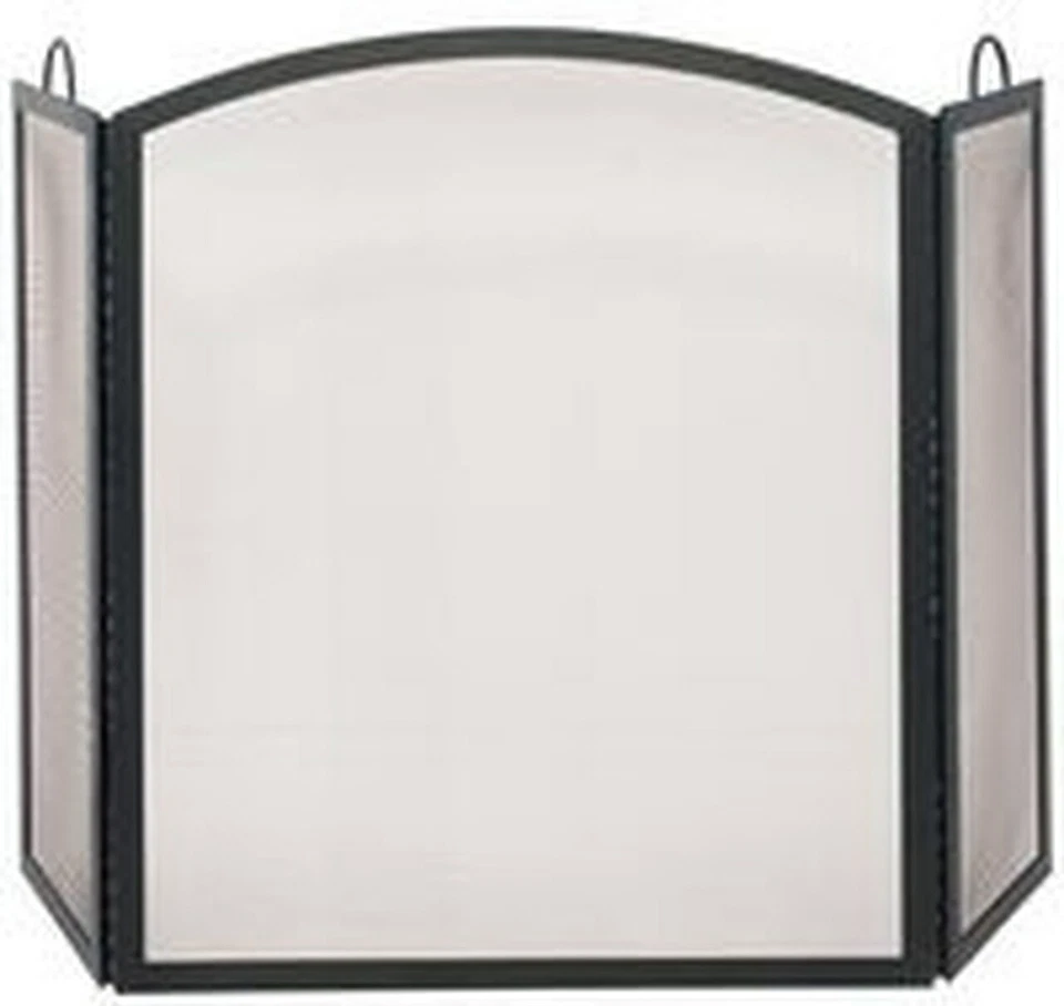 3 Fold Black Wrought Iron Arch Top Fireplace Screen - 31" H x 51.5" W Foto 1 de 1