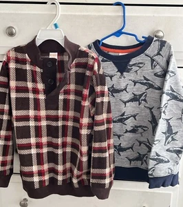 Lot Gymboree Shirts Set 5-6 Fish Sweatshirt And Fleece Plaid Long Sleeve EUC - Picture 1 of 4