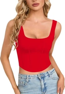 CLOZOZ Womens Bustier Corset Crop Tank Top Square Neck Sexy Crop Tops for Women - Picture 1 of 10