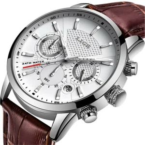 LIGE Men Watch Chronograph Wristwatch Male Leather Business Date Display Watches - Picture 1 of 13