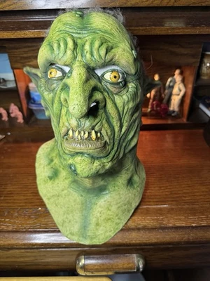 Máscara de Halloween de miedo espeluznante disfraz de látex máscara demonio malvado brujo duende verde Foto 1 de 4