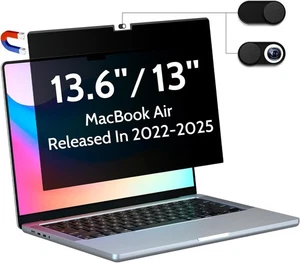 Magnetyczny ekran prywatności do Macbooka MacBooka Air 13,6 cala (2022-2025), czarny - Zdjęcie 1 z 7