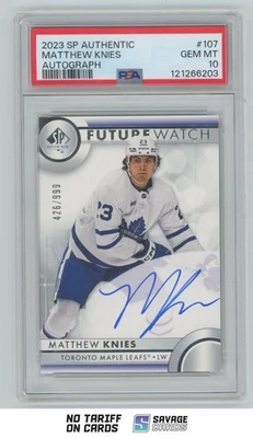 2023-24 SP Authentic Future Watch Auto Matthew Knies PSA 10 /999 #107 Toronto - Image 1 of 3