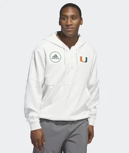 Adidas Miami Hurricanes White Zero Dye Half Zip Hoodie Recycled LT - Large Tall - Picture 1 of 8