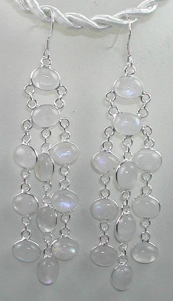 Pendientes araña plata esterlina 9 ovalados piedra lunar Foto 1 de 1