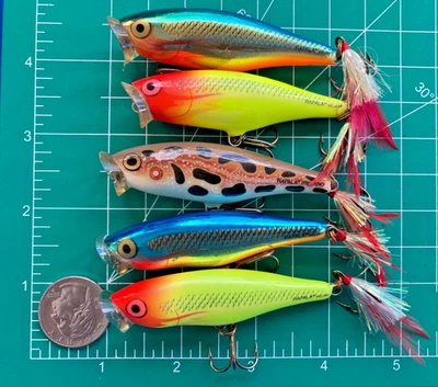 LOTE DE COLECCIÓN 5 SEÑUELOS DE PESCA RAPALA SKITTER POP TOPWATER SUPERFICIE CRANKBAITS POPPERS Foto 1 de 4