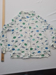 Ladies Blouse Tu Size 14 Long Sleeve Button Front Collar Umbrella Print White... - Picture 1 of 14
