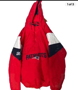 NEW ENGLAND PATRIOTS Starter Hooded Half Zip Pullover Jacket Men’s Size XL - Picture 1 of 3