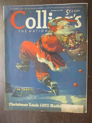 COLLIER'S NATIONAL WEEKLY MAGAZINE DECEMBER 30, 1939 CHRISTMAS LUCK SANTA CLAUS - Image 1 of 2