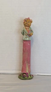 Großer 6 Zoll dünner Porzellan Bär mit Rosen Statue Figur NEW OLD STOCK Eckerd - Bild 1 von 8