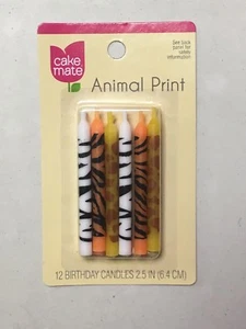 Cake Mate Animal Print Birthday Party Specialty Candles 12 Count 2.5" - Picture 1 of 8