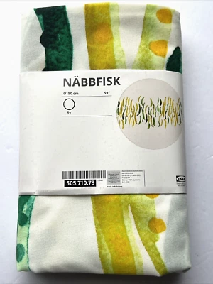 Ikea NABBFISK Tablecloth Round, 59" Patterned Yellow/Green/White  NEW - Image 1 of 4