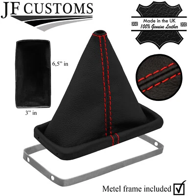 BOTA DE ENGRANAJE DE CUERO GRANO SUPERIOR PUNTADA ROJA + MARCO DE METAL SE ADAPTA A CORVETTE C3 77-81 Foto 1 de 2