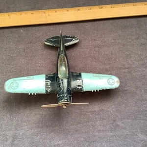 Hubley Kiddie Toy Metal Plane Fold Up Wings Landing Gear Used Wrong Propeller - Picture 1 of 9