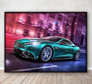 Póster de automóvil deportivo Aston Martin dormitorio arte pared decoración del hogar estampado A4 enmarcado - Imagen 1 de 3