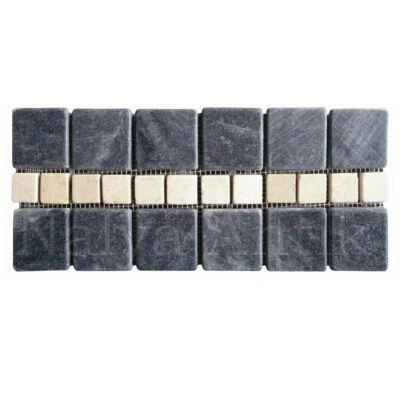 Black White Marble Mosaic Netted Border 9 in Pack Tumbled Floor Stone Borduren - Image 1 of 3