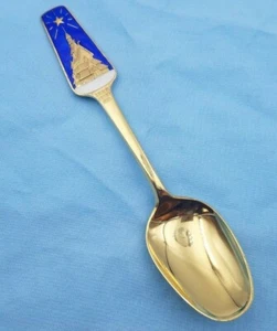 T.H. 1972 Cuchara de Navidad Marthinsen Noruega Vermeil plata esterlina #6597 - Imagen 1 de 7