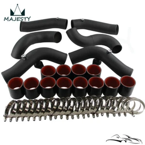 Turbo Intercooler 2.75'' Piping Kit For Nissan GT-R R35 VR38DET VR38 09-15 Black - Picture 1 of 9