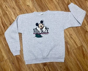 Mickey Mouse Sweatshirt Vintage Tultex Gray Florida Kids Crewneck Youth L 14/16 - Picture 1 of 8