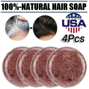 4X Darkening Shampoo Bar Soap Hair Shampoo Gray Hair Reverse Polygonum Essence - Picture 1 of 18